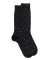 Chaussettes hommes en fil d'Ecosse avec petit motif D en deux couleurs - Noir
