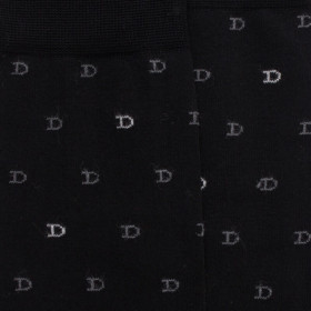 Chaussettes hommes en fil d'Ecosse avec petit motif D en deux couleurs - Noir | Doré Doré