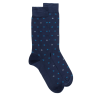 Chaussettes hommes en fil d'Ecosse avec petit motif D en deux couleurs - Bleu Matelot | Doré Doré