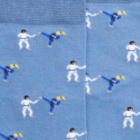 Chaussettes homme en fil d'Ecosse à motifs Judo - Bleu Macadam | Doré Doré