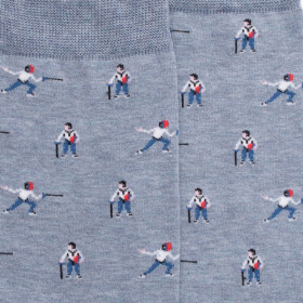 Chaussettes pour hommes en fil d'Ecosse à motifs d'escrime - Bleu Glacier | Doré Doré