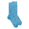 Chaussettes pour hommes en fil d'Ecosse à motifs de bateaux à voile - Bleu Pacifique