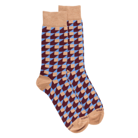 Chaussettes pour hommes en coton égyptien avec motifs géométriques - Beige Désert | Doré Doré