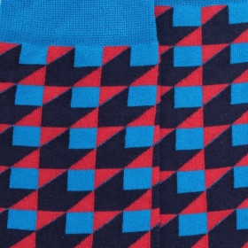 Chaussettes pour hommes en coton égyptien avec motifs géométriques - Bleu | Doré Doré