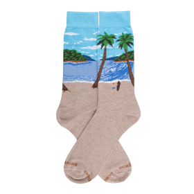 Chaussettes d'Ecosse pour hommes avec motif de plage tropicale - Beige Sahara | Doré Doré