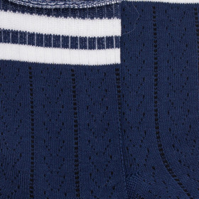 Chaussettes pour enfants ajourées en fil d'Ecosse - Bleu Voilier & Blanc | Doré Doré
