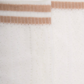 Chaussettes pour femmes ajourées en fil d'Ecosse - Blanc Givre & Beige Sable | Doré Doré
