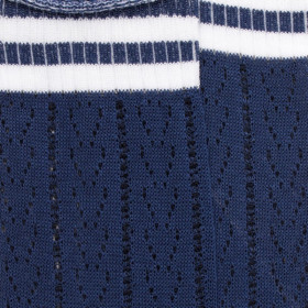 Chaussettes pour femmes ajourées en fil d'Ecosse - Bleu Voilier & Blanc | Doré Doré