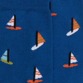 Chaussettes pour enfants en fil d'Ecosse à motifs de voile - Bleu | Doré Doré