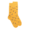 Chaussettes en coton égyptien pour hommes avec motifs de chiens - Jaune Moutarde