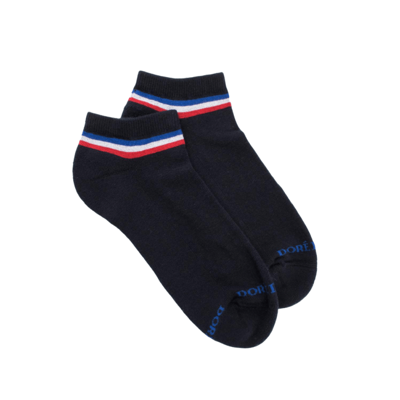 Socquettes sportifs en coton éponge pour hommes - Bleu marine foncé | Doré Doré