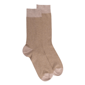 Chaussettes en coton égyptien pour hommes avec motifs entrelacés - Beige Sahara | Doré Doré