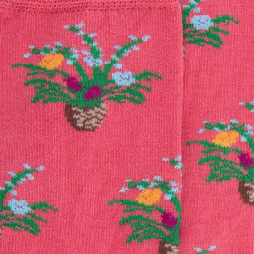 Chaussettes enfant en fil d'écosse - Pot de fleurs - Rose | Doré Doré