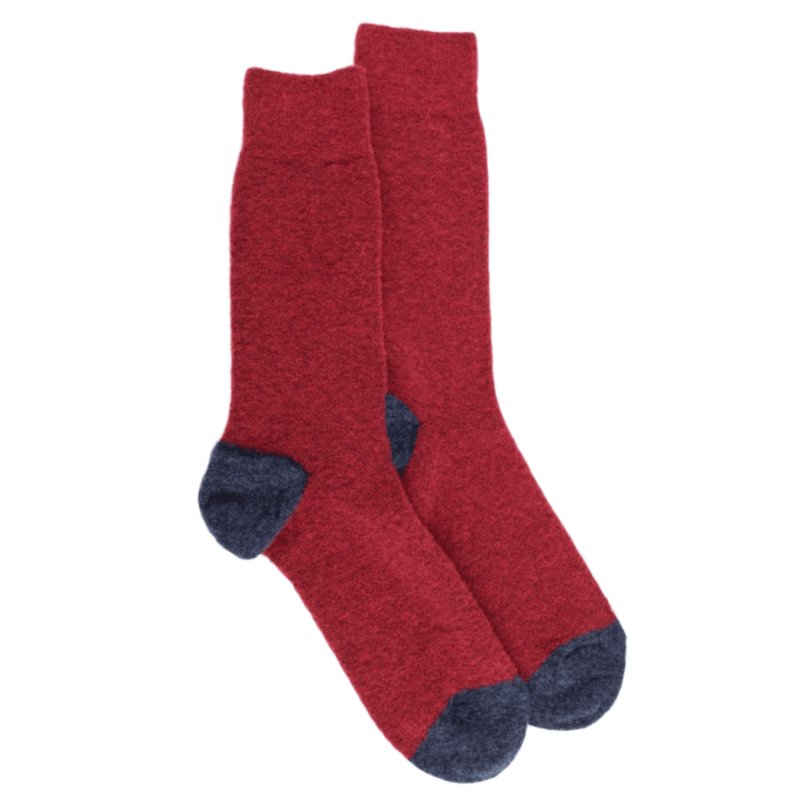 Chaussettes homme en laine polaire - Rouge Ponceau & bleu caban | Doré Doré