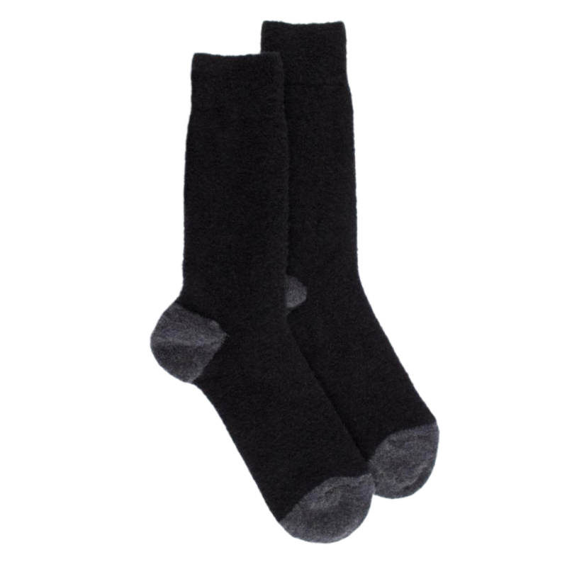 Chaussettes homme en laine polaire - Noir & gris anthracite | Doré Doré