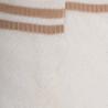 Chaussette femme ajourées  en fil d'Écosse avec rayures contrasté sur bord-côte  - Blanc Givre & Beige sable | Doré Doré