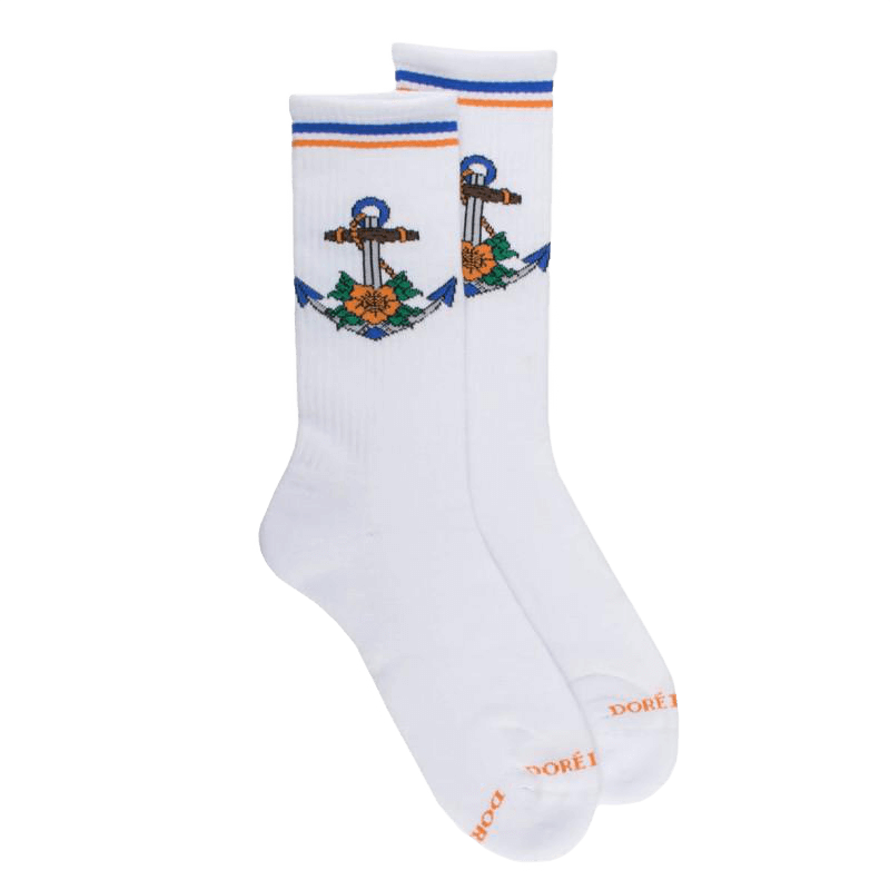 Chaussettes hommes à bouclettes - Motif ancre | Doré Doré