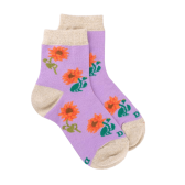 Chaussettes fille à fleurs de tournesol - Violet et beige | Doré Doré