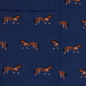 Chaussettes coton  à motifs chevaux - Bleu | Doré Doré