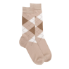 Chaussettes homme en coton à motifs Jacquard - Beige Grège