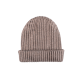 Bonnet à côtes unisexe en laine, soie et cachemire - Beige Sahara | Doré Doré