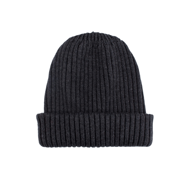 Bonnet à côtes unisexe en laine, soie et cachemire - Gris anthracite | Doré Doré