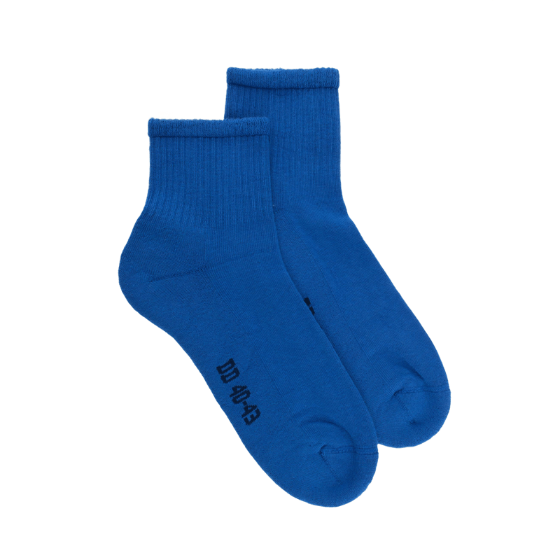 Socquettes homme en coton avec semelle confort   - Bleu Bassin | Doré Doré