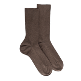 Chaussettes sans bord élastique en coton égyptien - Spécial jambes sensibles - Brun loutre | Doré Doré