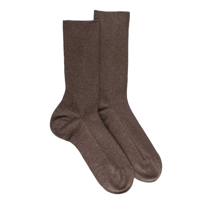 Chaussettes sans bord élastique en coton égyptien - Spécial jambes sensibles - Brun loutre | Doré Doré