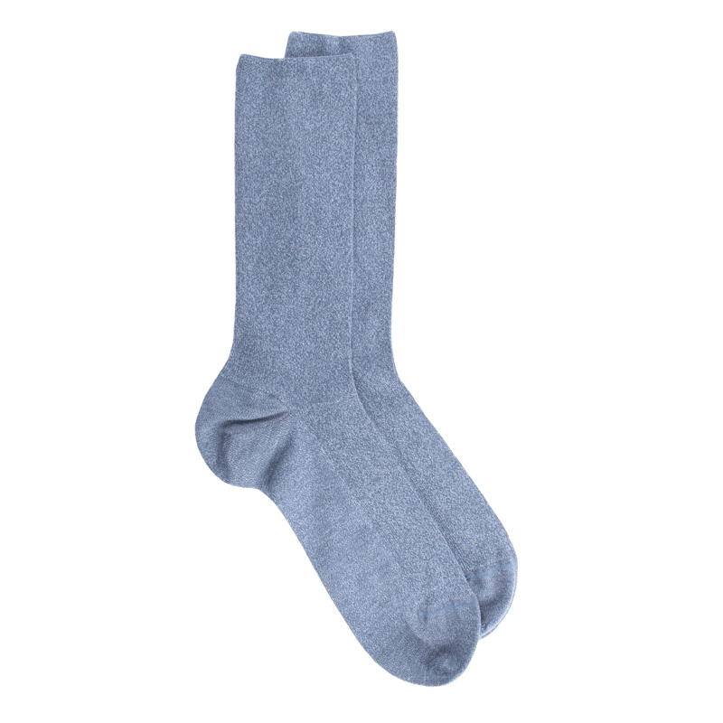 Chaussettes homme à côtes sans bord élastique en coton égyptien - Bleu Port | Doré Doré