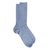 Chaussettes homme à côtes sans bord élastique en coton égyptien - Bleu Port