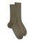 Chaussettes homme à côtes sans bord élastique en coton égyptien - Kaki