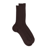 Chaussettes homme jambe sensible sans bord élastique en fil d'Ecosse - Marron | Doré Doré