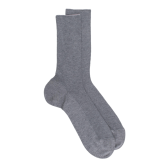 Chaussettes homme jambe sensible sans bord élastique en fil d'Ecosse - Gris moyen | Doré Doré