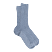 Chaussettes homme à côtes sans bord élastique en fil d'Écosse - Bleu Glacier | Doré Doré