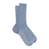 Chaussettes homme à côtes sans bord élastique en fil d'Écosse - Bleu Glacier