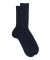 Chaussettes homme jambe sensible sans bord élastique en fil d'Ecosse - Bleu foncé