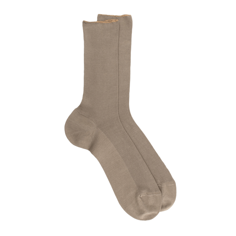 Chaussettes homme jambe sensible sans bord élastique en fil d'Ecosse - Terre kaki | Doré Doré