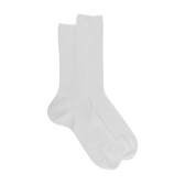Chaussettes homme à côtes sans bord élastique en fil d'Écosse - Blanc | Doré Doré