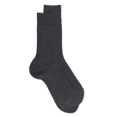 Chaussettes Homme côtelées en pur fil d'Ecosse - Gris foncé | Doré Doré