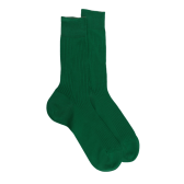 Chaussettes homme à côtes 100% fil d'Écosse - Vert Chlorophyle | Doré Doré