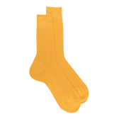 Chaussettes côtelées pour hommes en fil d'Ecosse 100% uni - Jaune Papaye | Doré Doré