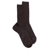 Chaussettes homme en laine mérinos côtelées - Marron | Doré Doré