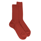 Chaussettes homme à côtes en laine - Orange henné | Doré Doré