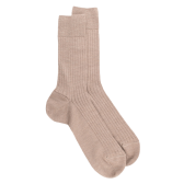 Chaussettes homme en laine mérinos côtelées - Beige | Doré Doré