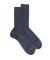 Chaussettes homme en laine mérinos côtelées - Bleu Jean