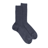 Chaussettes homme en laine mérinos côtelées - Bleu Jean | Doré Doré
