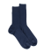 Chaussettes homme à côtes en laine - Bleu Caban