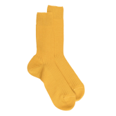 Chaussettes homme en laine mérinos côtelées - Jaune | Doré Doré