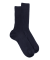 Chaussettes homme en 100% laine fine mérinos côtelées - Bleu foncé